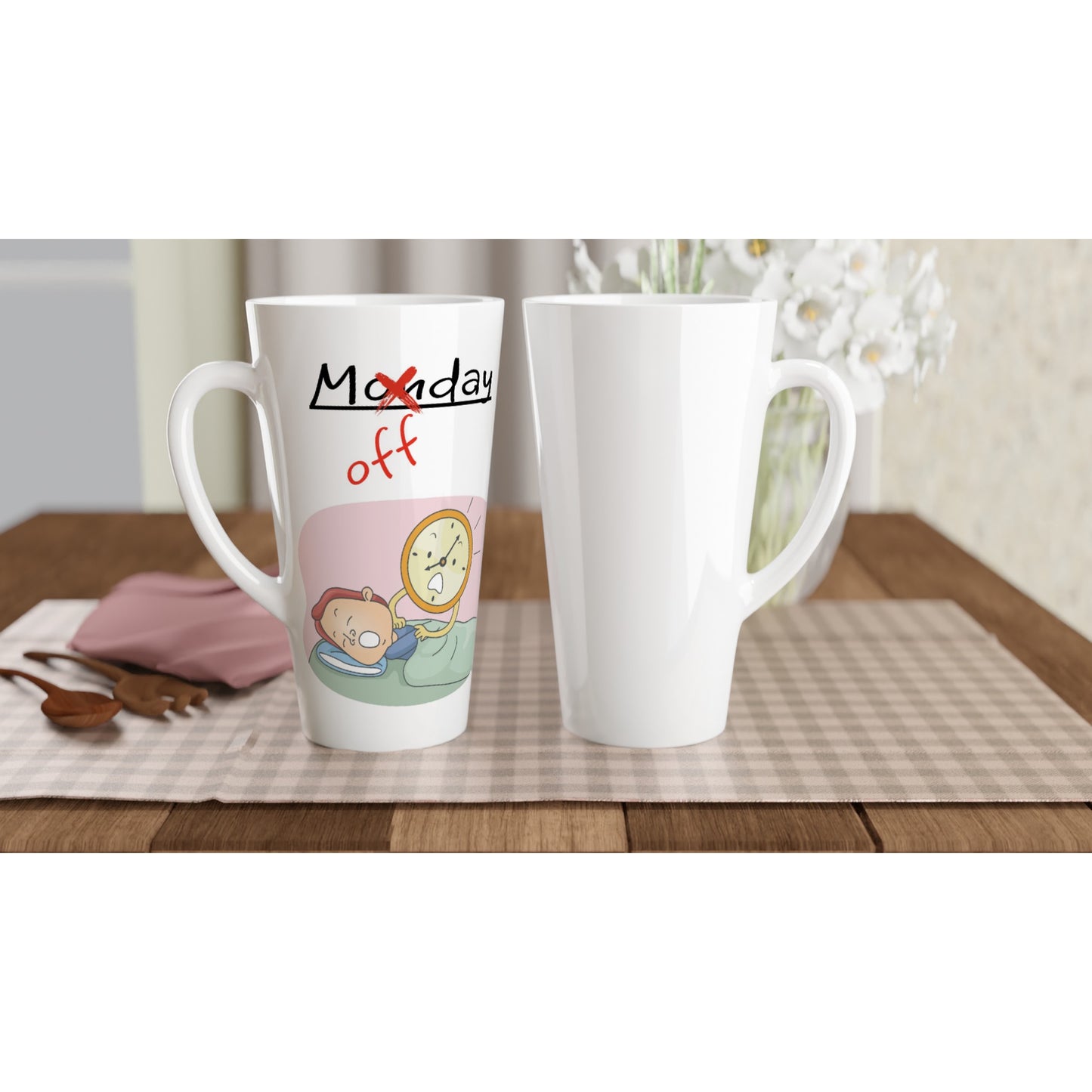 White Latte 17oz Ceramic Mug - Monday