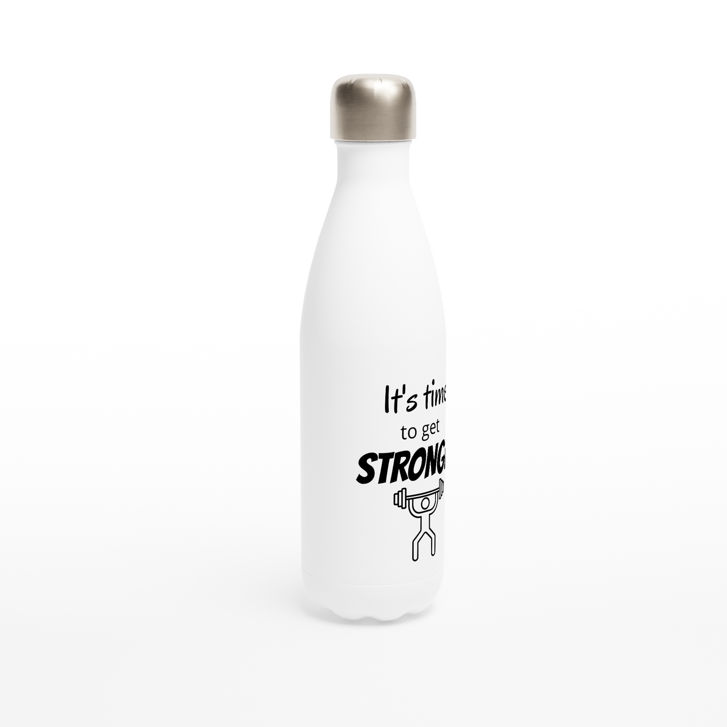 White 17oz Stainless Steel Water Bottle - It's time to get stronger