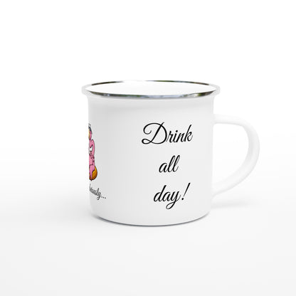 White 12oz Enamel Mug - Work all day