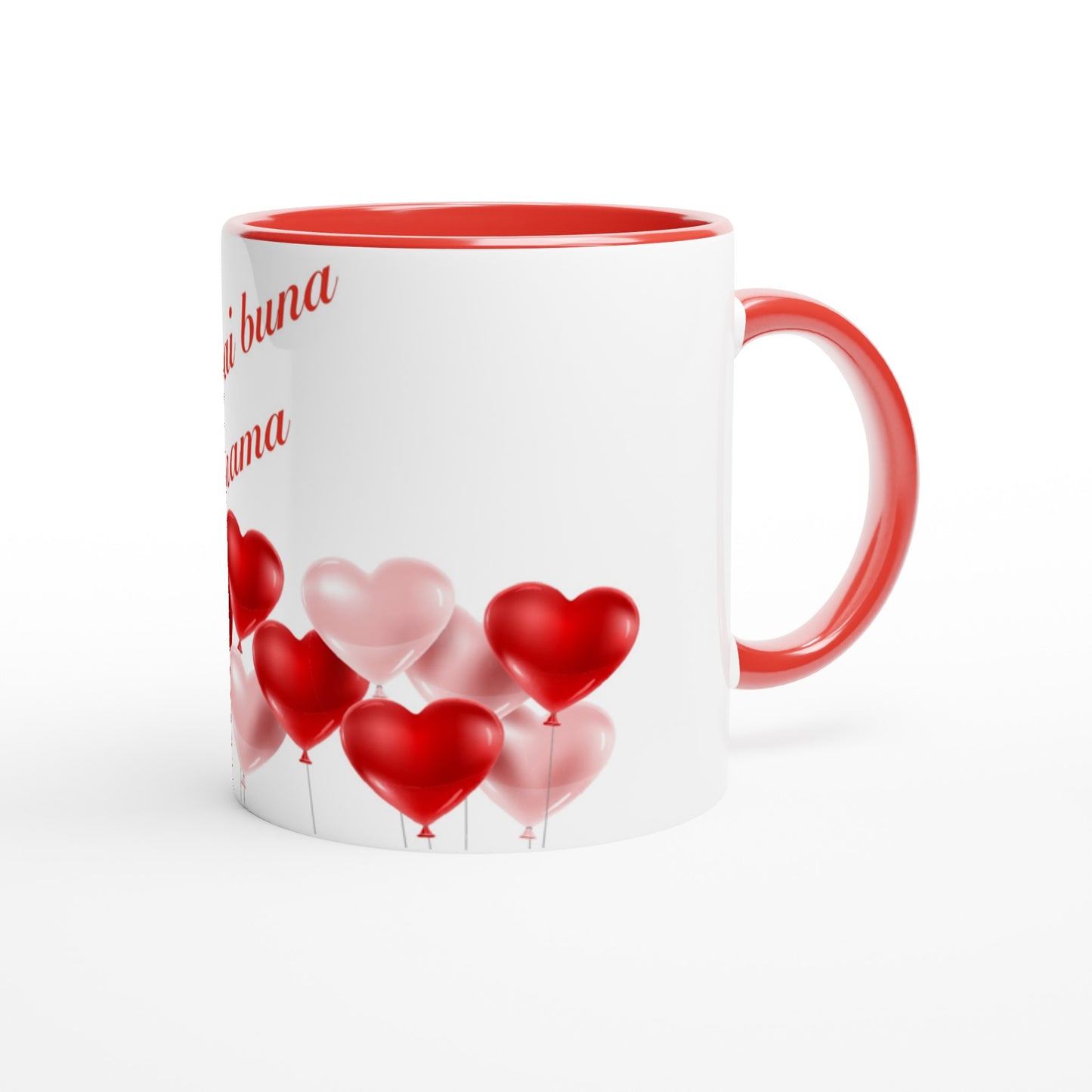 White 11oz Ceramic Mug with Red Color Inside - Cea mai buna mama