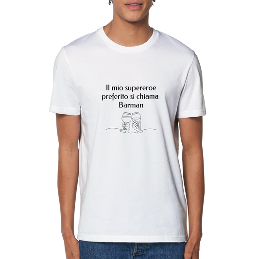 Organic Unisex Crewneck T-shirt - Il mio supereroe preferito si chiama Barman
