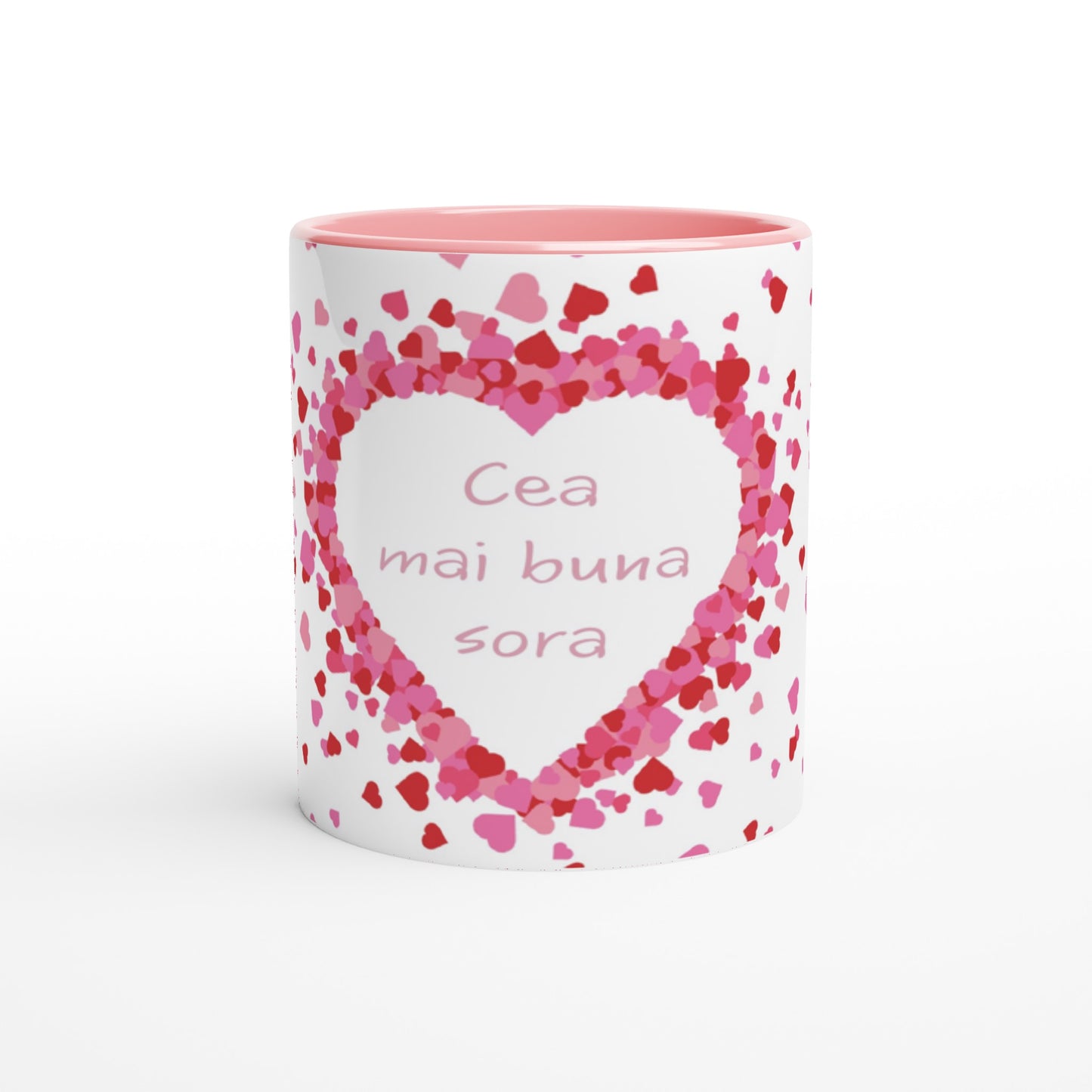 White 11oz Ceramic Mug with Color Inside - Cea mai  buna sora