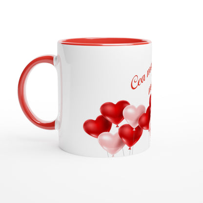 White 11oz Ceramic Mug with Red Color Inside - Cea mai buna mama